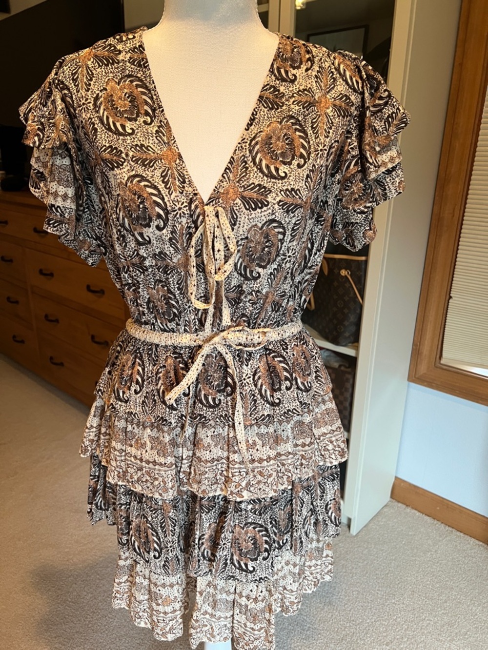 Ulla Johnson Ruffle V-Neck Women's Dress EUC